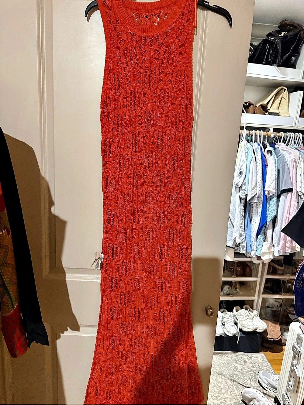 Zara Rust Open Knit Sleeveless Maxi Dress - Picture 3 of 3